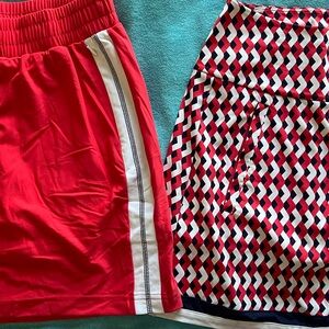 Red and Patterned Skorts